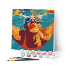 Carica l'immagine nel visualizzatore di Gallery, Mini Kit da Dipingere con i Numeri con cornice - Poster Sportivo Nuoto