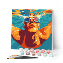 Carica l'immagine nel visualizzatore di Gallery, Mini Kit da Dipingere con i Numeri con cornice - Poster Sportivo Nuoto