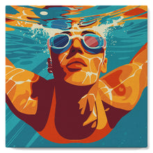 Carica l'immagine nel visualizzatore di Gallery, Mini Kit da Dipingere con i Numeri 20x20cm con cornice - Poster Sportivo Nuoto