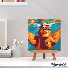 Carica l'immagine nel visualizzatore di Gallery, Mini Kit da Dipingere con i Numeri 20x20cm con cornice - Poster Sportivo Nuoto