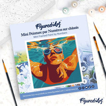 Carica l'immagine nel visualizzatore di Gallery, Mini Kit da Dipingere con i Numeri 20x20cm con cornice - Poster Sportivo Nuoto