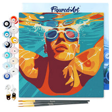 Carica l'immagine nel visualizzatore di Gallery, Mini Kit da Dipingere con i Numeri 20x20cm con cornice - Poster Sportivo Nuoto