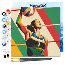 Carica l'immagine nel visualizzatore di Gallery, Mini Kit da Dipingere con i Numeri 20x20cm con cornice - Poster Sportivo Pallavolo