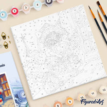 Carica l'immagine nel visualizzatore di Gallery, Mini Kit da Dipingere con i Numeri 20x20cm con cornice - Gattino di Babbo Natale