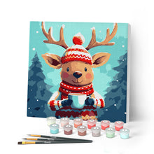 Carica l'immagine nel visualizzatore di Gallery, Mini Kit da Dipingere con i Numeri con cornice - Renna accogliente