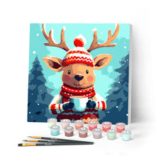 Carica l'immagine nel visualizzatore di Gallery, Mini Kit da Dipingere con i Numeri con cornice - Renna accogliente