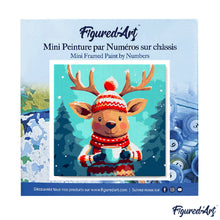 Carica l&#39;immagine nel visualizzatore di Gallery, Mini Kit da Dipingere con i Numeri 20x20cm con cornice - Renna accogliente