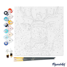 Carica l&#39;immagine nel visualizzatore di Gallery, Mini Kit da Dipingere con i Numeri 20x20cm con cornice - Renna accogliente