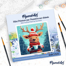 Carica l'immagine nel visualizzatore di Gallery, Mini Kit da Dipingere con i Numeri 20x20cm con cornice - Renna accogliente