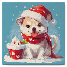 Carica l&#39;immagine nel visualizzatore di Gallery, Mini Kit da Dipingere con i Numeri con cornice - Cucciolo di Natale