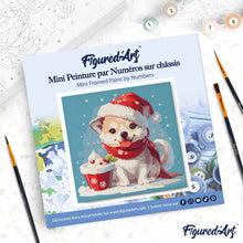 Carica l'immagine nel visualizzatore di Gallery, Mini Kit da Dipingere con i Numeri 20x20cm con cornice - Cucciolo di Natale