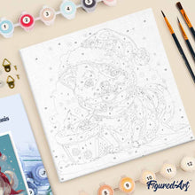 Carica l'immagine nel visualizzatore di Gallery, Mini Kit da Dipingere con i Numeri 20x20cm con cornice - Cucciolo di Natale