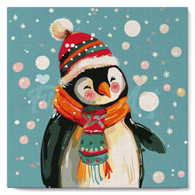 Carica l'immagine nel visualizzatore di Gallery, Mini Kit da Dipingere con i Numeri 20x20cm con cornice - Pinguino felice