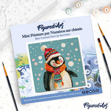 Carica l'immagine nel visualizzatore di Gallery, Mini Kit da Dipingere con i Numeri 20x20cm con cornice - Pinguino felice
