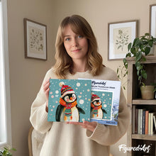 Carica l'immagine nel visualizzatore di Gallery, Mini Kit da Dipingere con i Numeri 20x20cm con cornice - Pinguino felice