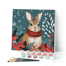 Carica l'immagine nel visualizzatore di Gallery, Mini Kit da Dipingere con i Numeri con cornice - Coniglietto di Natale