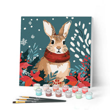 Carica l'immagine nel visualizzatore di Gallery, Mini Kit da Dipingere con i Numeri con cornice - Coniglietto di Natale