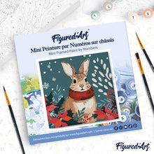 Carica l'immagine nel visualizzatore di Gallery, Mini Kit da Dipingere con i Numeri 20x20cm con cornice - Coniglietto di Natale