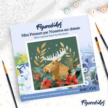 Carica l'immagine nel visualizzatore di Gallery, Mini Kit da Dipingere con i Numeri 20x20cm con cornice - Alce natalizia