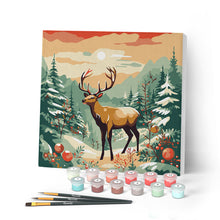 Carica l'immagine nel visualizzatore di Gallery, Mini Kit da Dipingere con i Numeri con cornice - Maestoso cervo invernale