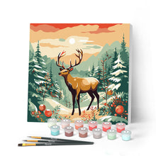 Carica l'immagine nel visualizzatore di Gallery, Mini Kit da Dipingere con i Numeri con cornice - Maestoso cervo invernale