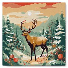 Carica l'immagine nel visualizzatore di Gallery, Mini Kit da Dipingere con i Numeri 20x20cm con cornice - Maestoso cervo invernale