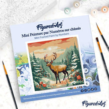 Carica l'immagine nel visualizzatore di Gallery, Mini Kit da Dipingere con i Numeri 20x20cm con cornice - Maestoso cervo invernale
