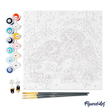 Carica l&#39;immagine nel visualizzatore di Gallery, Mini Kit da Dipingere con i Numeri 20x20cm con cornice - Gufi di Babbo Natale che leggono