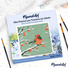 Carica l'immagine nel visualizzatore di Gallery, Mini Kit da Dipingere con i Numeri 20x20cm con cornice - Cardinale invernale