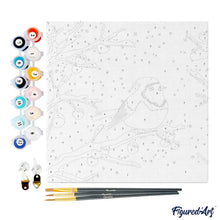 Carica l&#39;immagine nel visualizzatore di Gallery, Mini Kit da Dipingere con i Numeri 20x20cm con cornice - Cardinale invernale