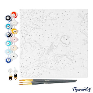 Mini Kit da Dipingere con i Numeri 20x20cm con cornice - Cardinale invernale