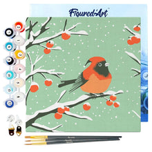 Carica l&#39;immagine nel visualizzatore di Gallery, Mini Kit da Dipingere con i Numeri 20x20cm con cornice - Cardinale invernale