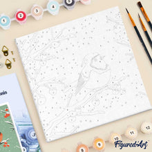 Carica l'immagine nel visualizzatore di Gallery, Mini Kit da Dipingere con i Numeri 20x20cm con cornice - Cardinale invernale