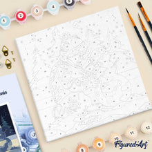 Carica l'immagine nel visualizzatore di Gallery, Mini Kit da Dipingere con i Numeri 20x20cm con cornice - Ragazzo e pupazzo di neve