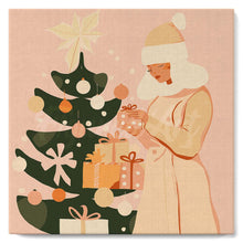 Carica l'immagine nel visualizzatore di Gallery, Mini Kit da Dipingere con i Numeri 20x20cm con cornice - Donna con albero di Natale