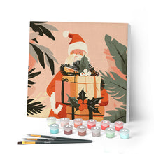 Carica l'immagine nel visualizzatore di Gallery, Mini Kit da Dipingere con i Numeri con cornice - Babbo Natale con regali