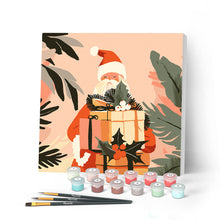 Carica l'immagine nel visualizzatore di Gallery, Mini Kit da Dipingere con i Numeri con cornice - Babbo Natale con regali