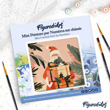 Carica l'immagine nel visualizzatore di Gallery, Mini Kit da Dipingere con i Numeri 20x20cm con cornice - Babbo Natale con regali