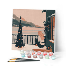 Carica l'immagine nel visualizzatore di Gallery, Mini Kit da Dipingere con i Numeri con cornice - Ragazza e lago invernale