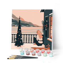 Carica l'immagine nel visualizzatore di Gallery, Mini Kit da Dipingere con i Numeri con cornice - Ragazza e lago invernale