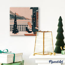 Carica l'immagine nel visualizzatore di Gallery, Mini Kit da Dipingere con i Numeri 20x20cm con cornice - Ragazza e lago invernale