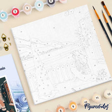 Carica l'immagine nel visualizzatore di Gallery, Mini Kit da Dipingere con i Numeri 20x20cm con cornice - Ragazza e lago invernale