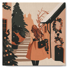 Carica l&#39;immagine nel visualizzatore di Gallery, Mini Kit da Dipingere con i Numeri con cornice - Ragazza nel villaggio festivo