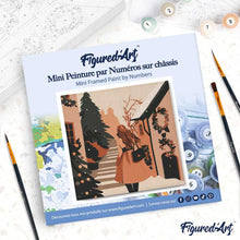 Carica l'immagine nel visualizzatore di Gallery, Mini Kit da Dipingere con i Numeri 20x20cm con cornice - Ragazza nel villaggio festivo