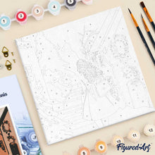 Carica l'immagine nel visualizzatore di Gallery, Mini Kit da Dipingere con i Numeri 20x20cm con cornice - Ragazza nel villaggio festivo
