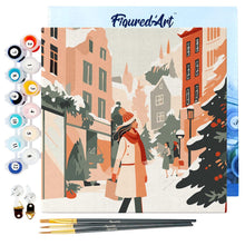 Carica l&#39;immagine nel visualizzatore di Gallery, Mini Kit da Dipingere con i Numeri 20x20cm con cornice - Shopping invernale