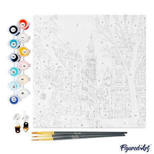 Mini Kit da Dipingere con i Numeri 20x20cm con cornice - Natale a Londra