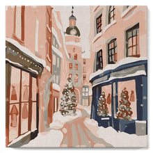 Carica l'immagine nel visualizzatore di Gallery, Mini Kit da Dipingere con i Numeri 20x20cm con cornice - Vicolo natalizio innevato