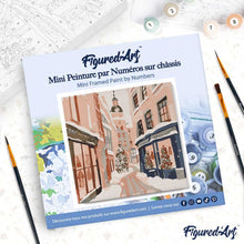 Carica l'immagine nel visualizzatore di Gallery, Mini Kit da Dipingere con i Numeri 20x20cm con cornice - Vicolo natalizio innevato