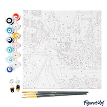 Carica l&#39;immagine nel visualizzatore di Gallery, Mini Kit da Dipingere con i Numeri 20x20cm con cornice - Ragazza al mercatino di Natale